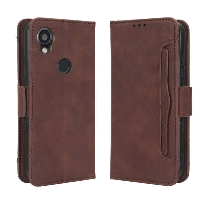 For Kyocera Digno SX3 KYG02 Skin Feel Calf Texture Card Slots Leather Phone Case(Brown)