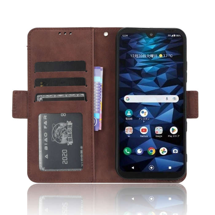 For Kyocera Digno SX3 KYG02 Skin Feel Calf Texture Card Slots Leather Phone Case(Brown)