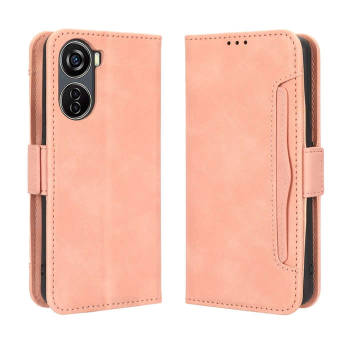 For ZTE Blade V40 Design Skin Feel Calf Texture Card Slots Leather Phone Case(Pink)