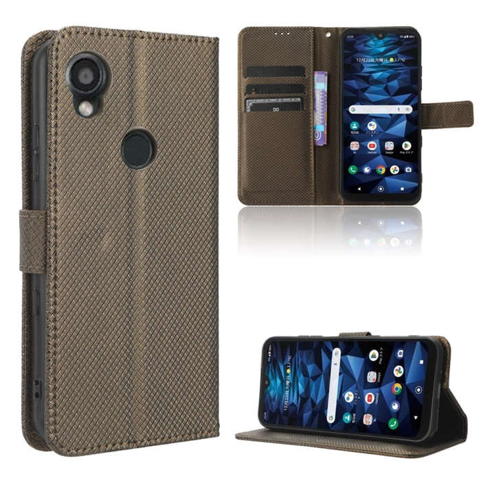For Kyocera Digno SX3 KYG02 Diamond Texture Leather Phone Case(Brown)