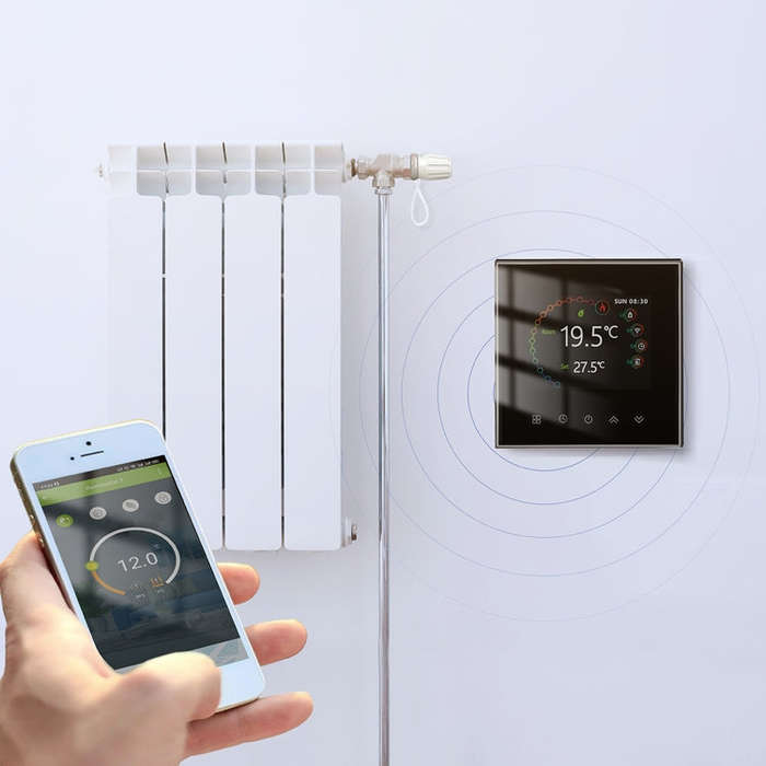 BHT-2002GBLM 220V Smart Home Heating Thermostat Electric Heating WiFi Thermostat with External Se...