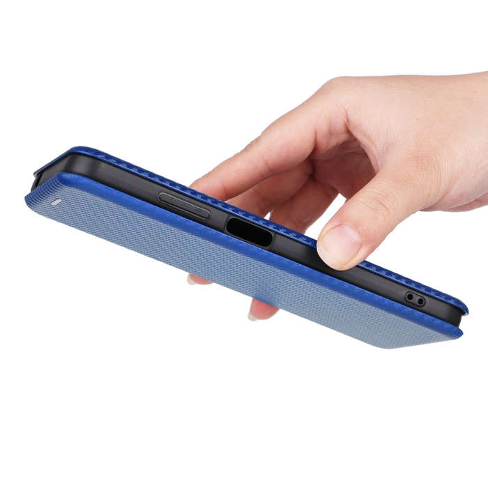 For Blackview A85 Carbon Fiber Texture Flip Leather Phone Case(Blue)