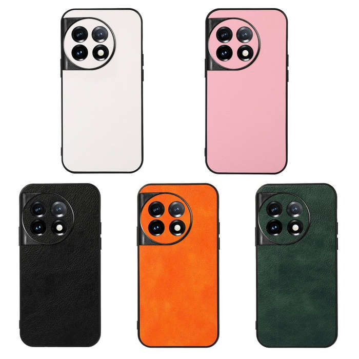 For OnePlus 11 5G Accurate Hole Two-color Litchi Texture PU Phone Case(White)
