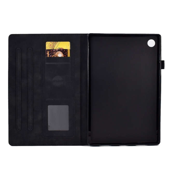For Huawei MatePad SE Peony Butterfly Embossed Leather Tablet Case(Black)