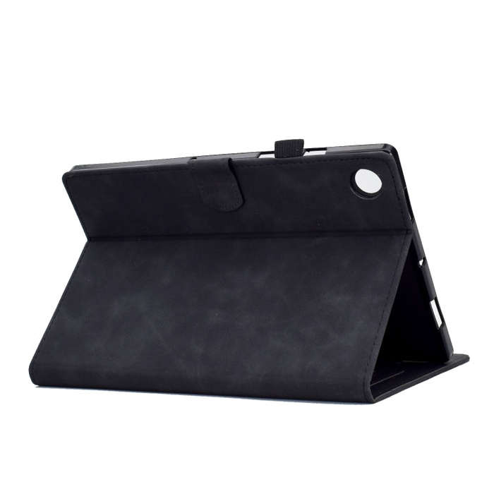 For Huawei MatePad SE Peony Butterfly Embossed Leather Tablet Case(Black)