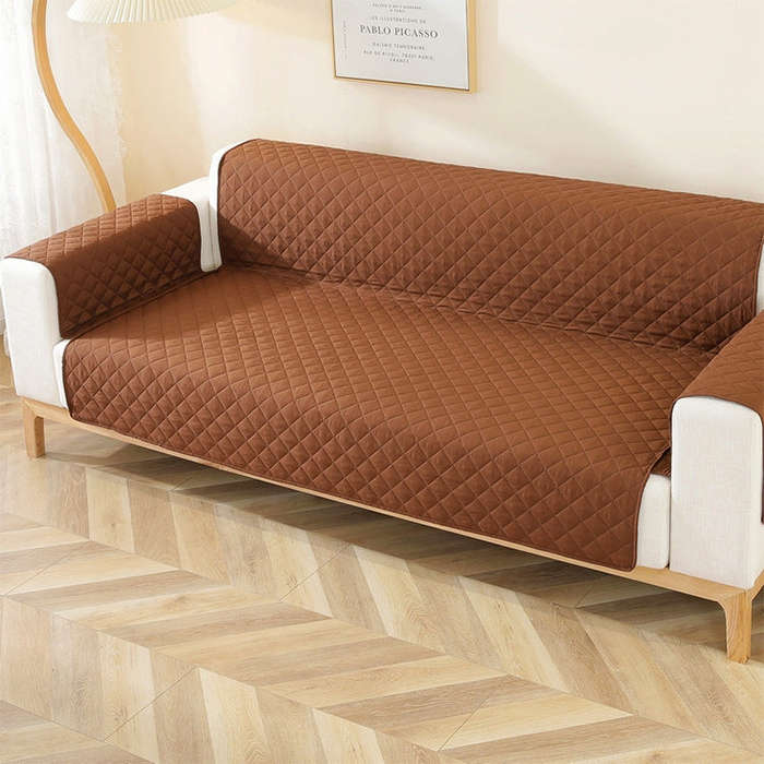 Double-sided Waterproof Pet Cushion Diamond Pattern Sofa Cover, Size:130x196cm(Coffee)