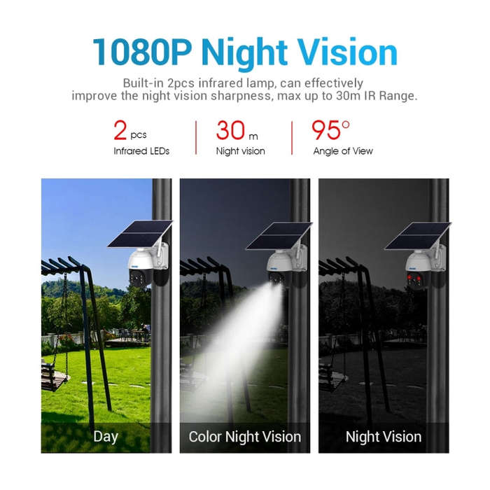 ESCAM QF724 3MP 24h Recording Cloud Storage PT 4G PIR Alarm IP Camera with Solar Panel, AU Signal...