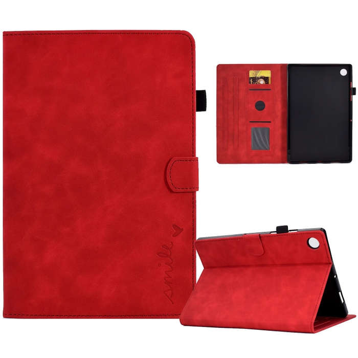 For Huawei Matepad 10.4 2022 Embossed Smile Flip Leather Tablet Case(Red)
