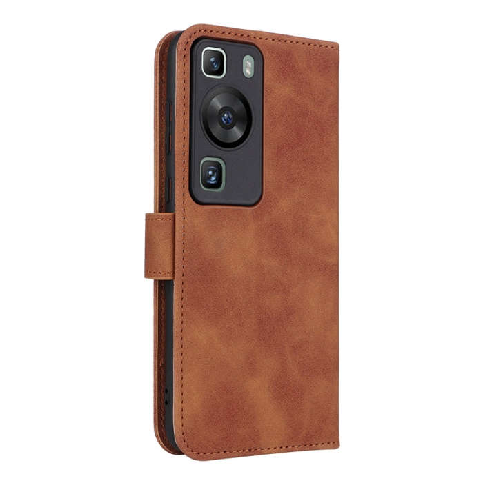 For Huawei P60 / P60 Pro Skin Feel Magnetic Flip Leather Phone Case(Brown)