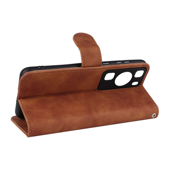 For Huawei P60 / P60 Pro Skin Feel Magnetic Flip Leather Phone Case(Brown)