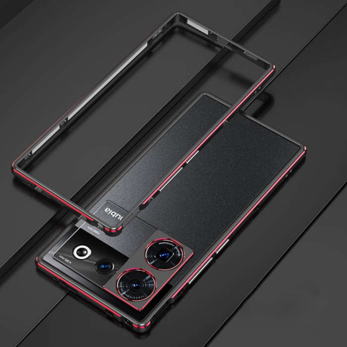 For ZTE nubia Z50 Ultra LK Aurora Metal Frame Phone Case with Lens Cover(Black Red)