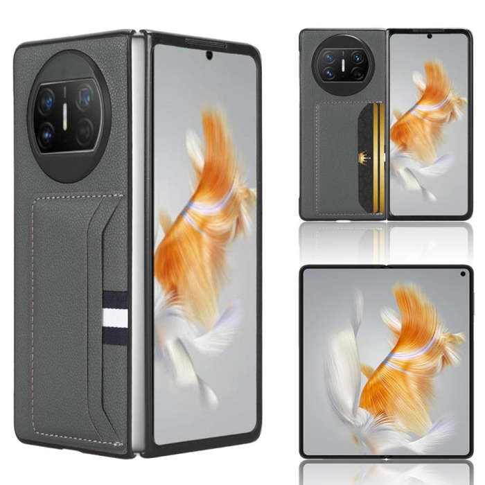 For Huawei Mate X3 Litchi Texture Card Slot Phone Case(Grey)