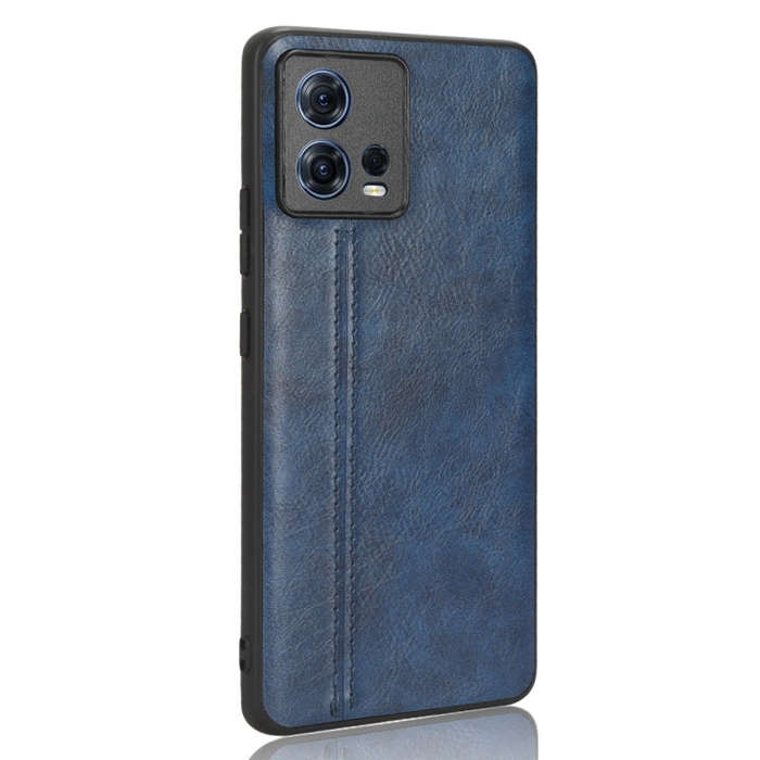 For Motorola Edge 30 Fusion / Moto S30 Pro Sewing Cow Pattern Skin PC + PU + TPU Phone Case(Blue)