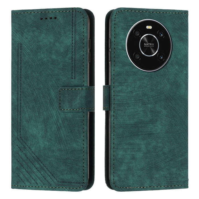 For Honor X9 5G&4G / X30 / Magic4 Lite Skin Feel Stripe Pattern Leather Phone Case with Lanyard(G...