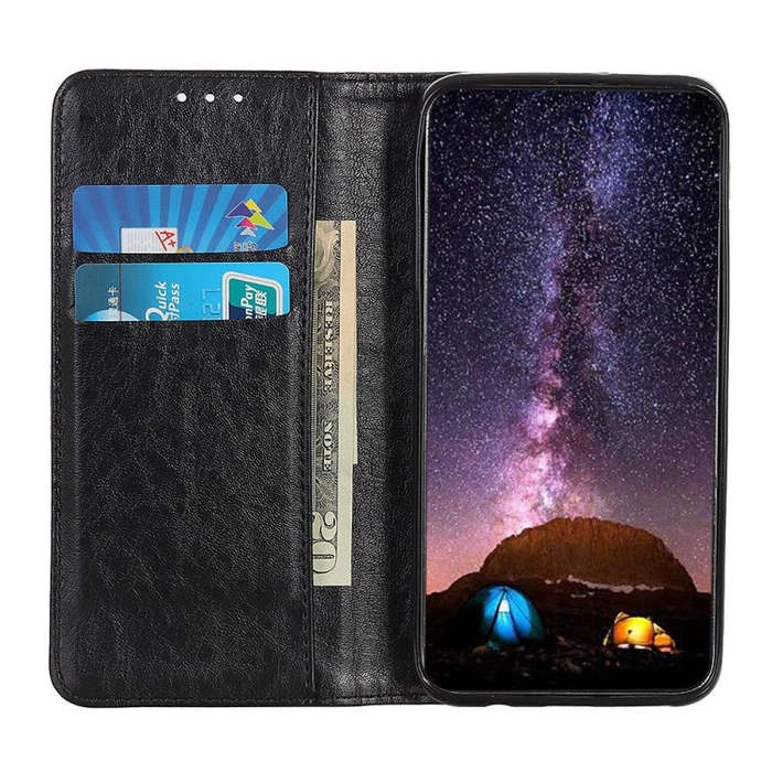 For Nokia C32 4G Magnetic Crazy Horse Texture Leather Phone Case(Black)