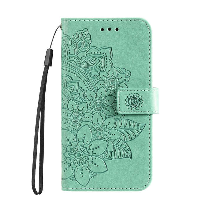 For Honor Magic5 Pro 7-petal Flowers Embossing Leather Phone Case(Green)