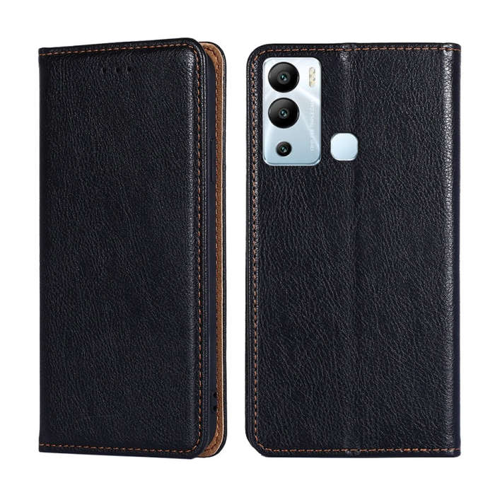 For Infinix Hot 12i Gloss Oil Solid Color Magnetic Leather Phone Case(Black)