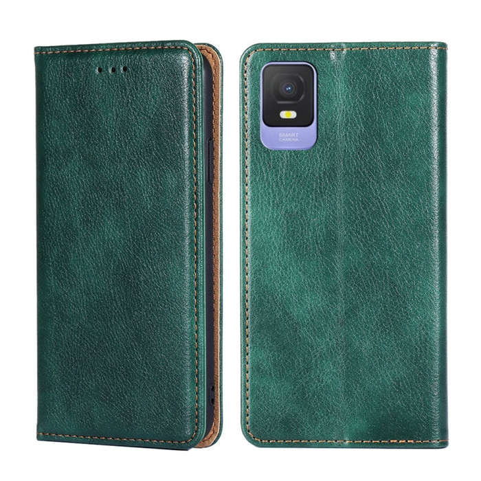 For TCL 403 Gloss Oil Solid Color Magnetic Leather Phone Case(Green)