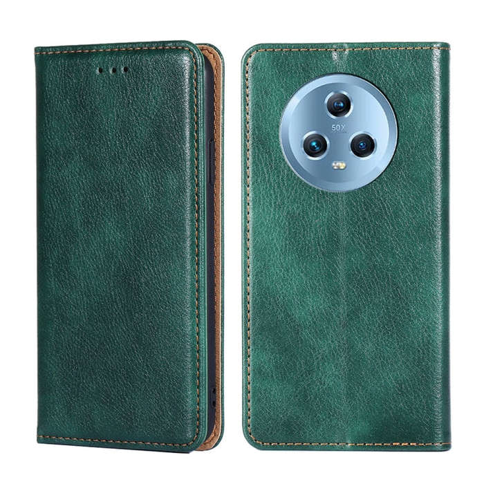 For Honor Magic5 Gloss Oil Solid Color Magnetic Leather Phone Case(Green)