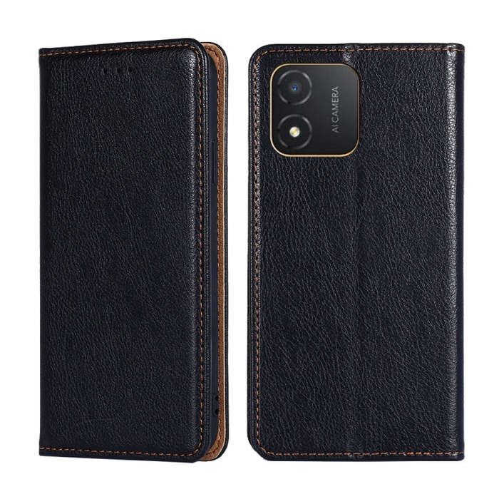 For Honor X5 4G Gloss Oil Solid Color Magnetic Leather Phone Case(Black)