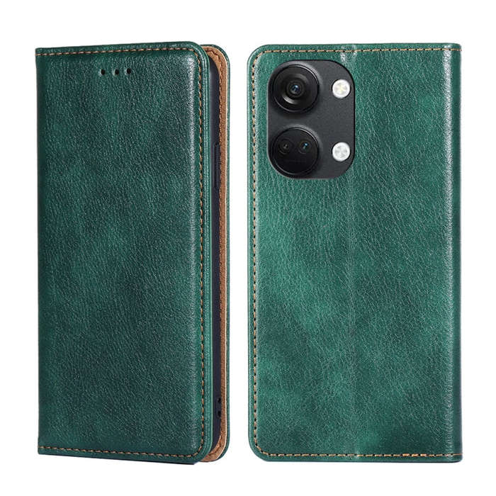 For OnePlus Ace 2V 5G Gloss Oil Solid Color Magnetic Leather Phone Case(Green)