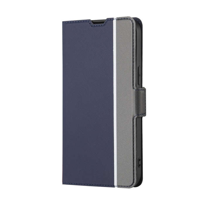 For Tecno Pop 6 Pro Twill Texture Side Buckle Leather Phone Case(Blue)