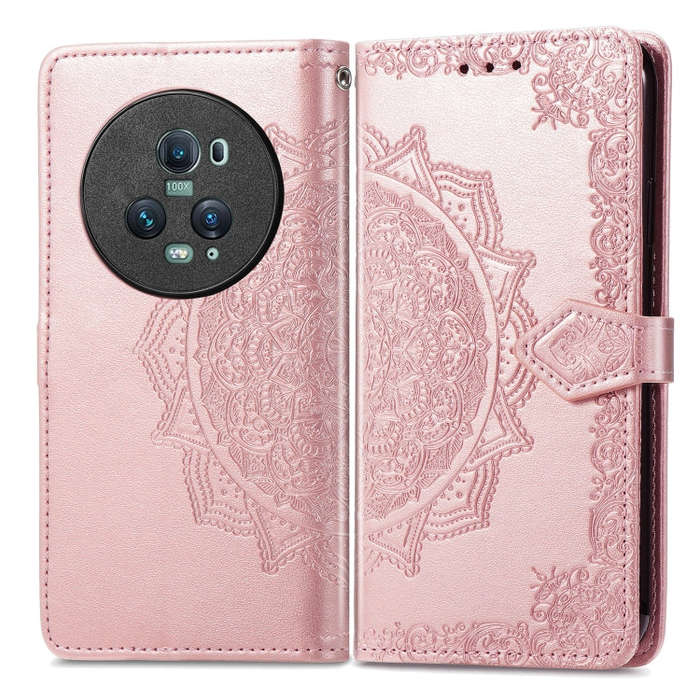 For Honor Magic5 Pro Mandala Flower Embossed Leather Phone Case(Rose Gold)