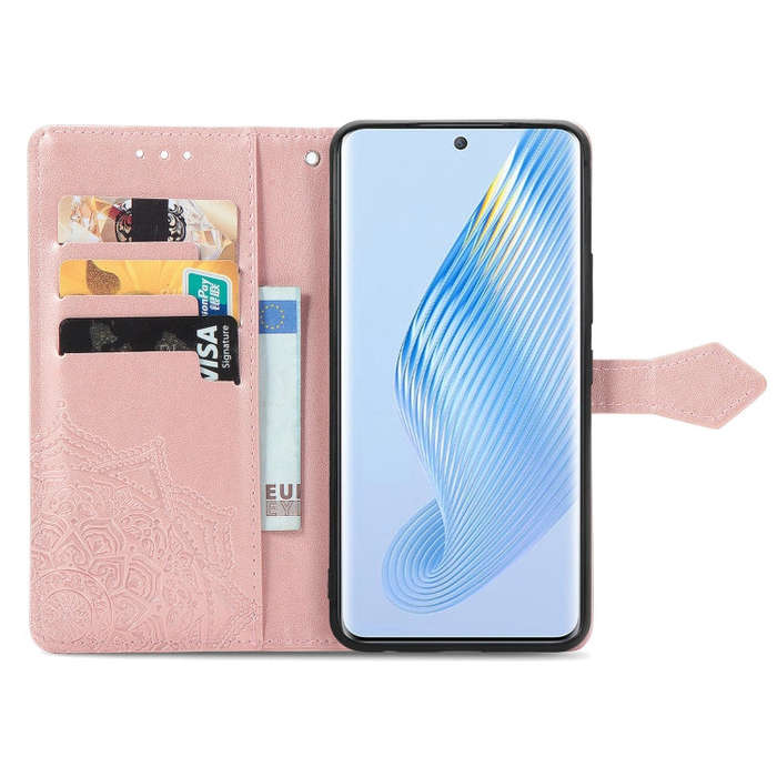 For Honor Magic5 Mandala Flower Embossed Leather Phone Case(Rose Gold)