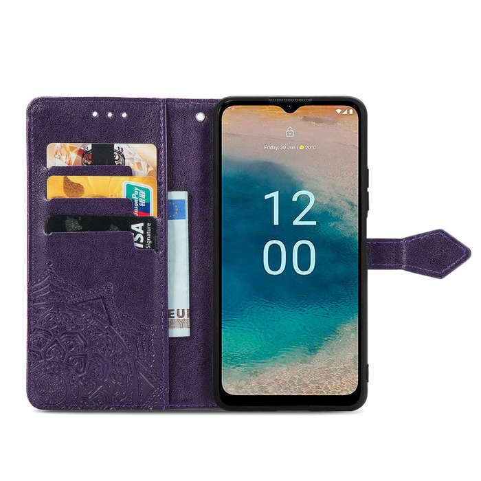 For Nokia G22 Mandala Flower Embossed Leather Phone Case(Purple)