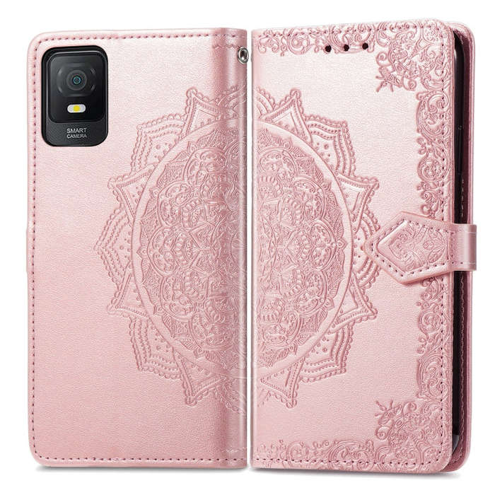 For TCL 403 Mandala Flower Embossed Leather Phone Case(Rose Gold)