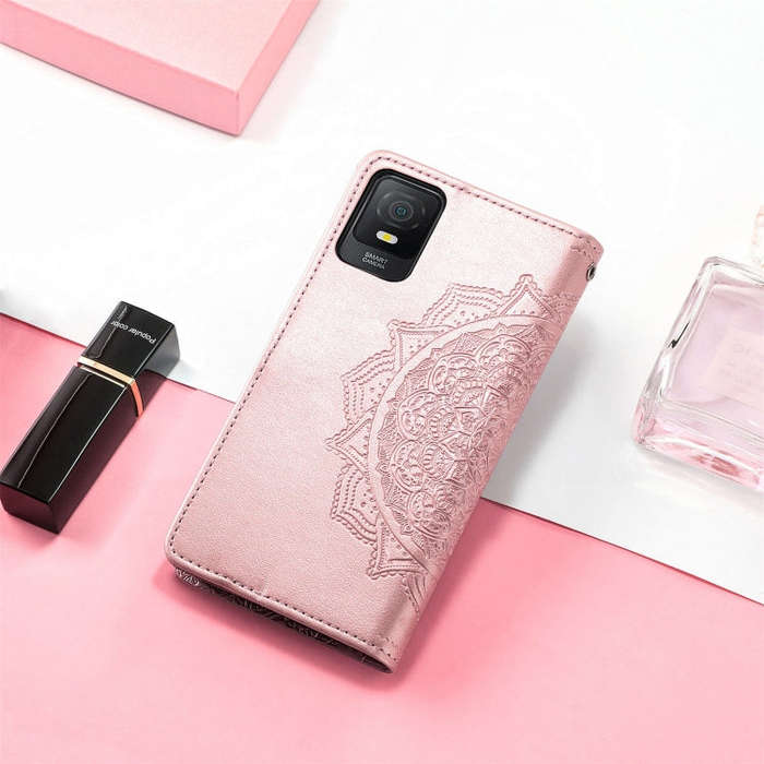 For TCL 403 Mandala Flower Embossed Leather Phone Case(Rose Gold)