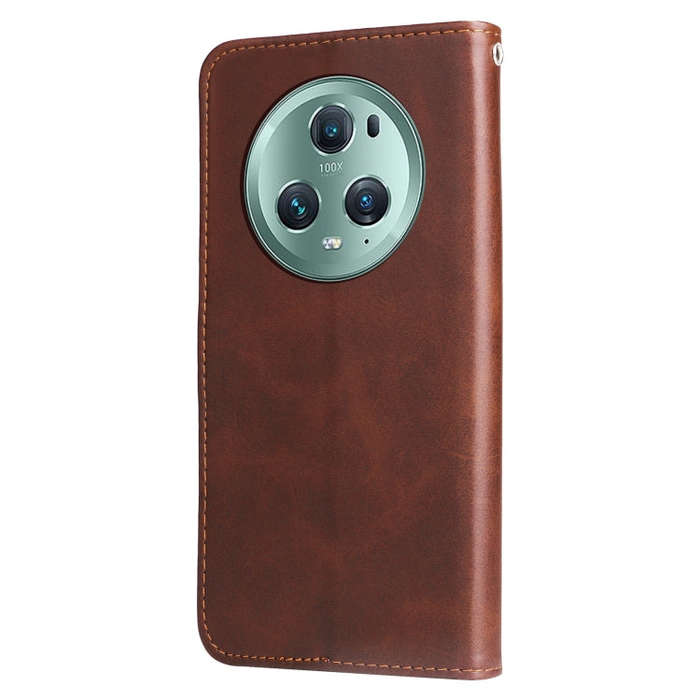 For Honor Magic5 Pro Calf Texture Zipper Leather Phone Case(Brown)
