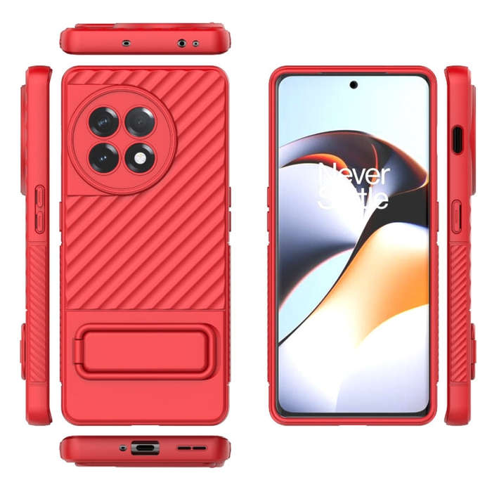 For OnePlus Ace 2 5G Wavy Texture TPU Phone Case with Lens Film(Red)
