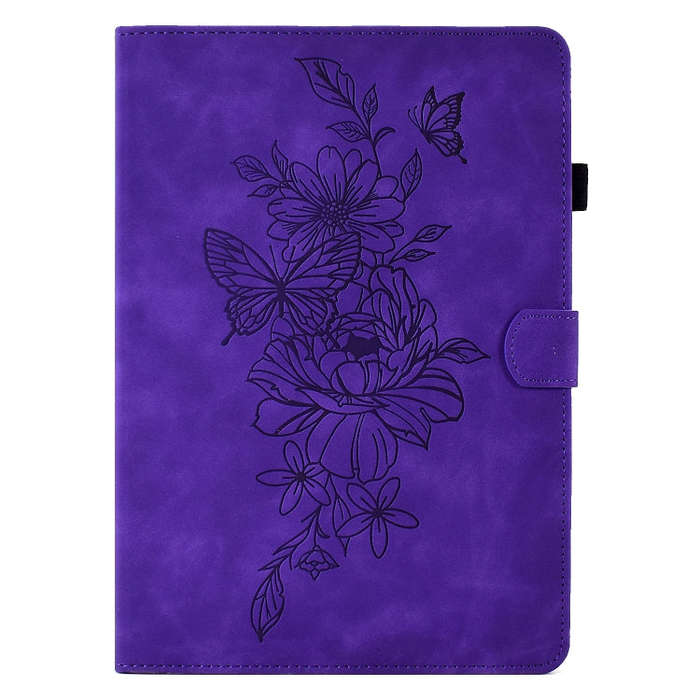 For Lenovo Tab M9 Peony Butterfly Embossed Leather Tablet Case(Purple)
