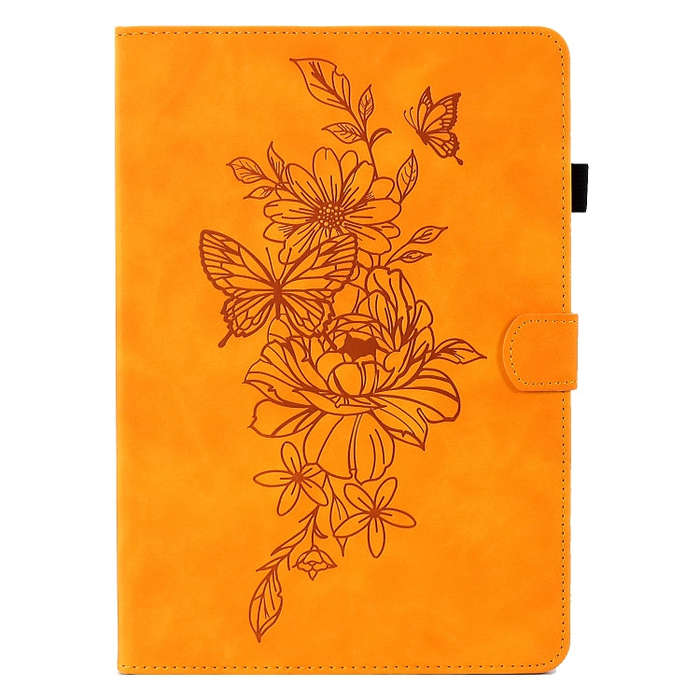 For Lenovo Tab P11 Gen 2 Peony Butterfly Embossed Leather Tablet Case(Khaki)