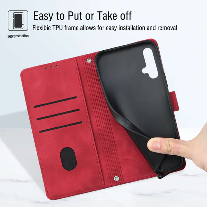 For Huawei nova 5T / Honor 20 Skin-feel Embossed Leather Phone Case(Red)