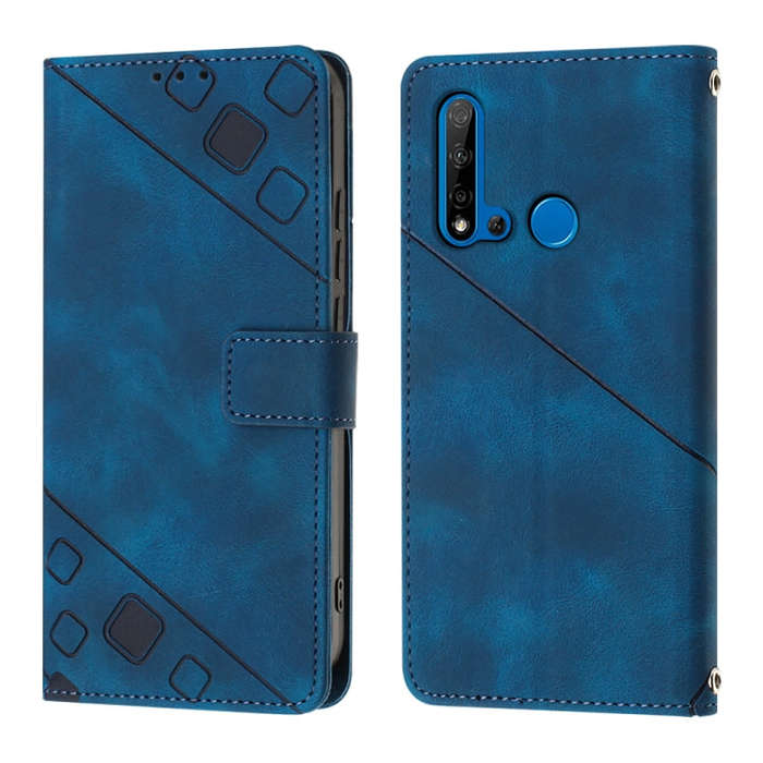 For Huawei P20 lite 2019 / nova 5i Skin-feel Embossed Leather Phone Case(Blue)