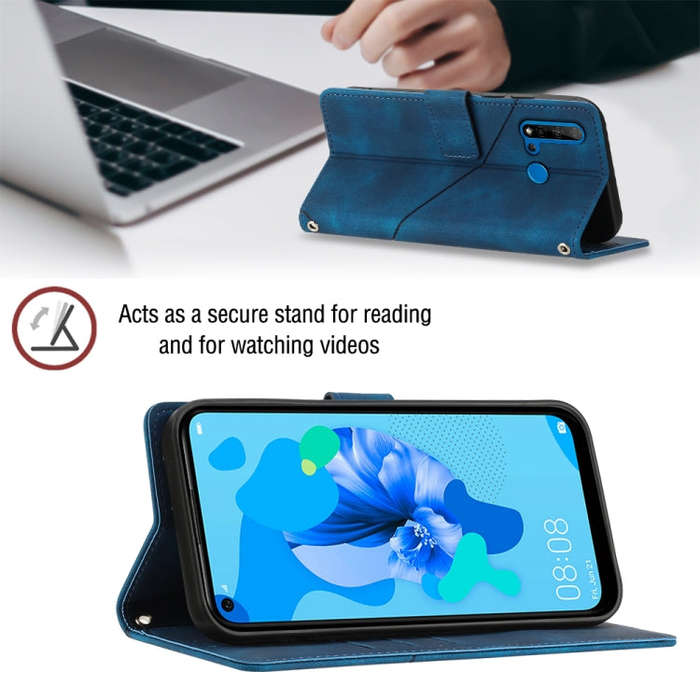 For Huawei P20 lite 2019 / nova 5i Skin-feel Embossed Leather Phone Case(Blue)