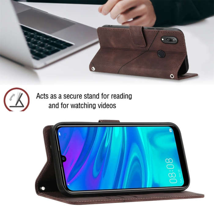 For Honor 10X Lite Skin-feel Embossed Leather Phone Case(Brown)