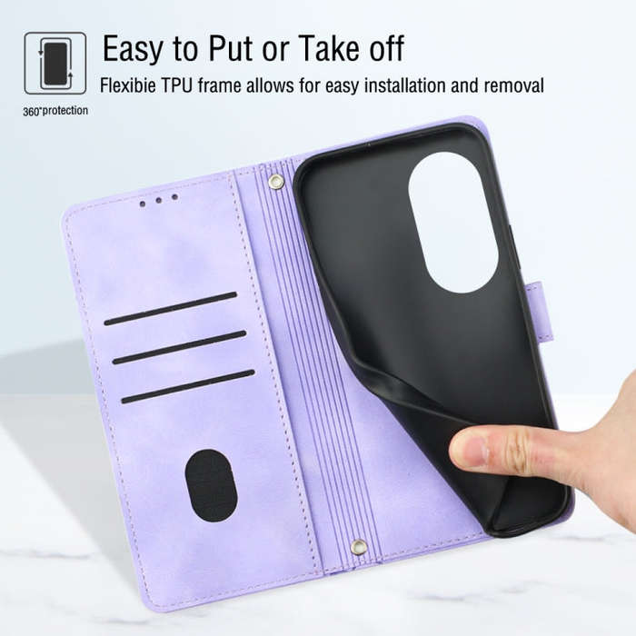 For Honor 70 Skin-feel Embossed Leather Phone Case(Light Purple)