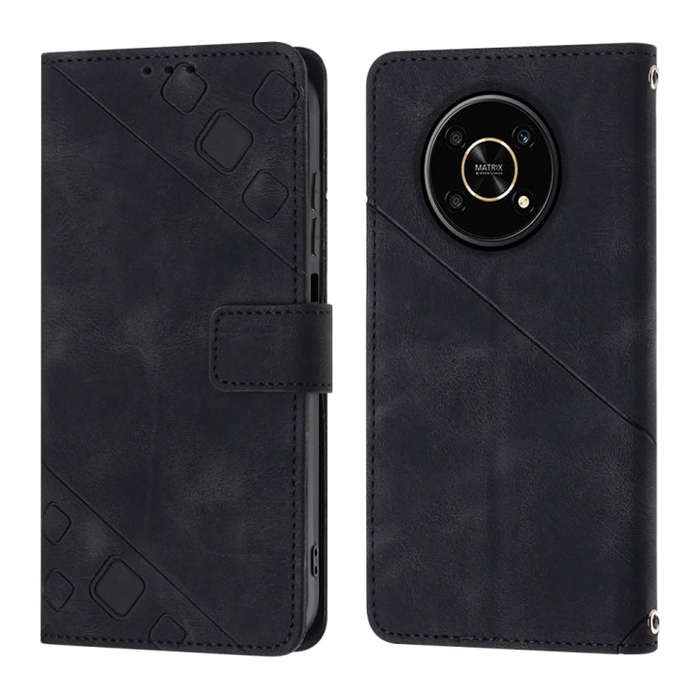 For Honor Magic4 Lite/X30/X9 4G/5G/X40 GT Skin-feel Embossed Leather Phone Case(Black)
