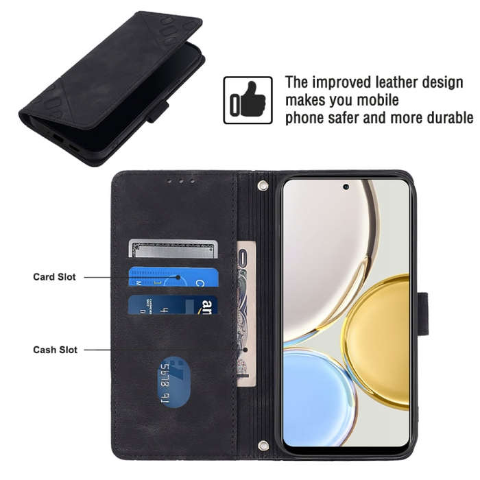 For Honor Magic4 Lite/X30/X9 4G/5G/X40 GT Skin-feel Embossed Leather Phone Case(Black)