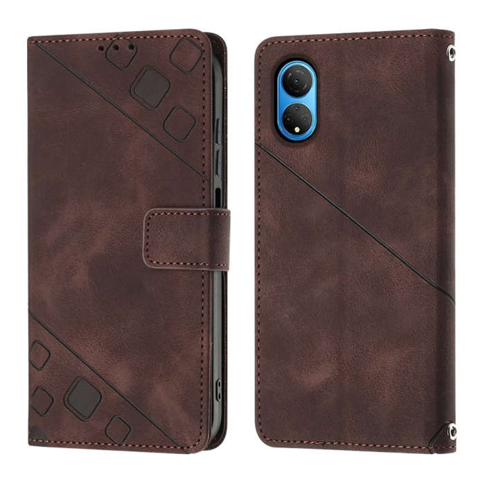 For Honor X7 4G/Play 30 Plus Skin-feel Embossed Leather Phone Case(Brown)