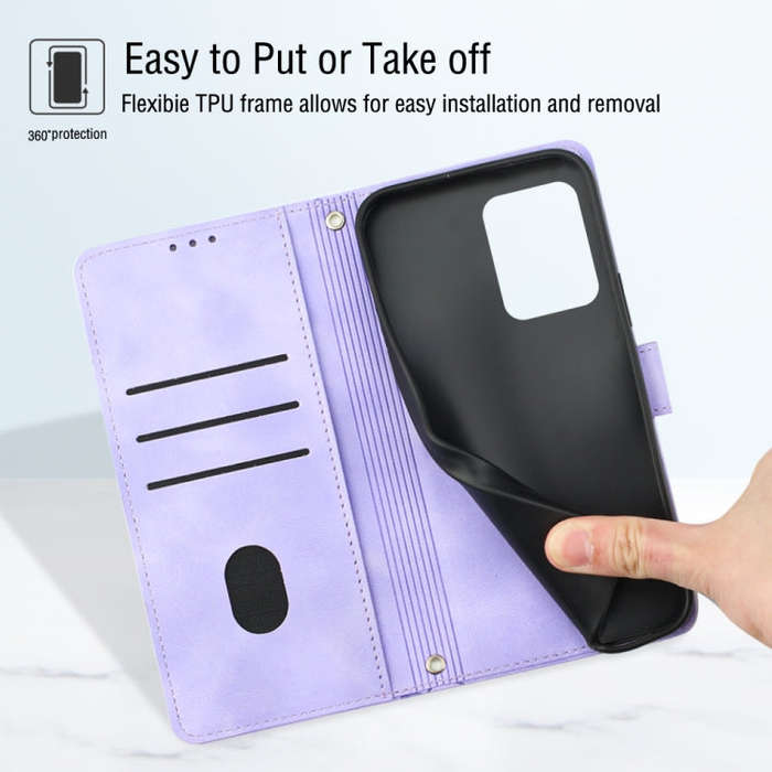 For Honor X7a 4G Global Skin-feel Embossed Leather Phone Case(Light Purple)