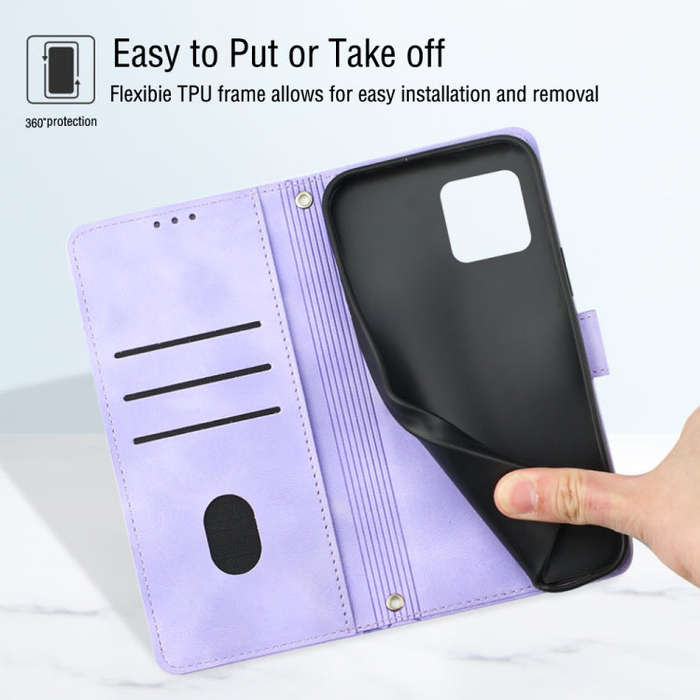 For Honor X8a 4G Global Skin-feel Embossed Leather Phone Case(Light Purple)