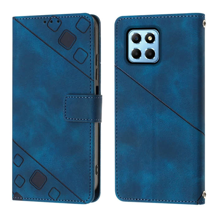 For Honor X6 / X8 5G Skin-feel Embossed Leather Phone Case(Blue)