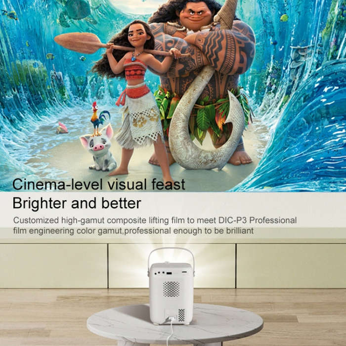 A007 Portable 1280 x 720 HD 113 ANSI Smart LED Projector, Plug:EU Plug(White)