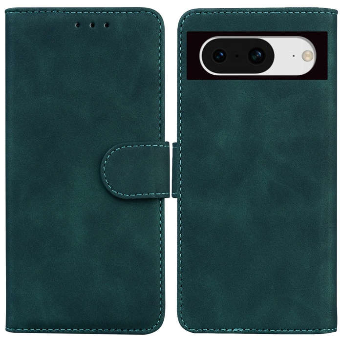 For Google Pixel 8 Skin Feel Pure Color Flip Leather Phone Case(Green)