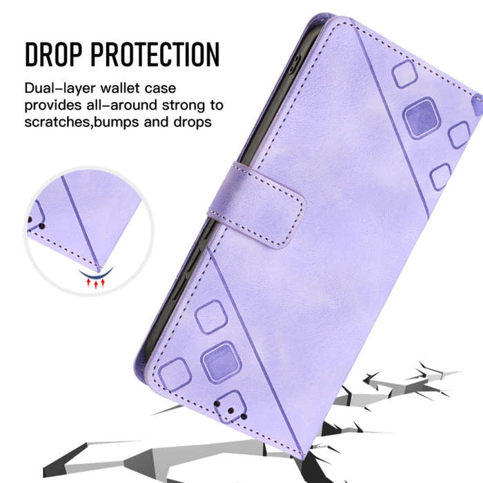 For Honor Magic5 Pro Skin-feel Embossed Leather Phone Case(Light Purple)