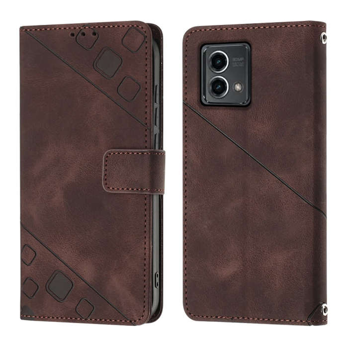 For Motorola Moto G Stylus 5G 2023 Skin-feel Embossed Leather Phone Case(Brown)